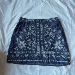 Chloe and Katie skirt - blue embroidered- size small